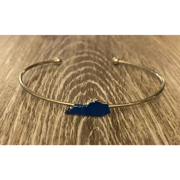 Kentucky Blue Enamel Silver Cuff Bracelet - Picture 1 of 1